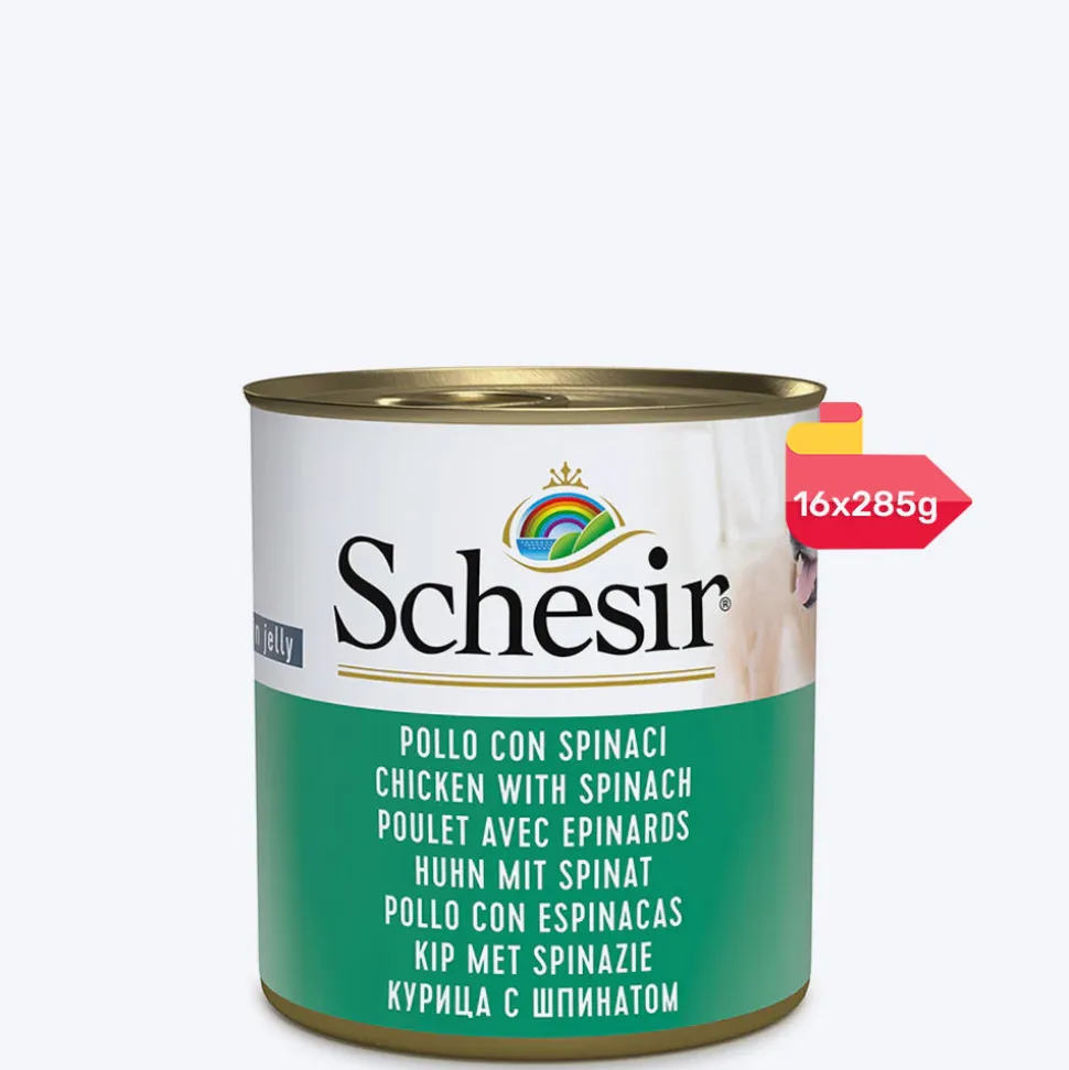 Schesir Chicken with Spinach Canned Wet Dog Food - 285 g