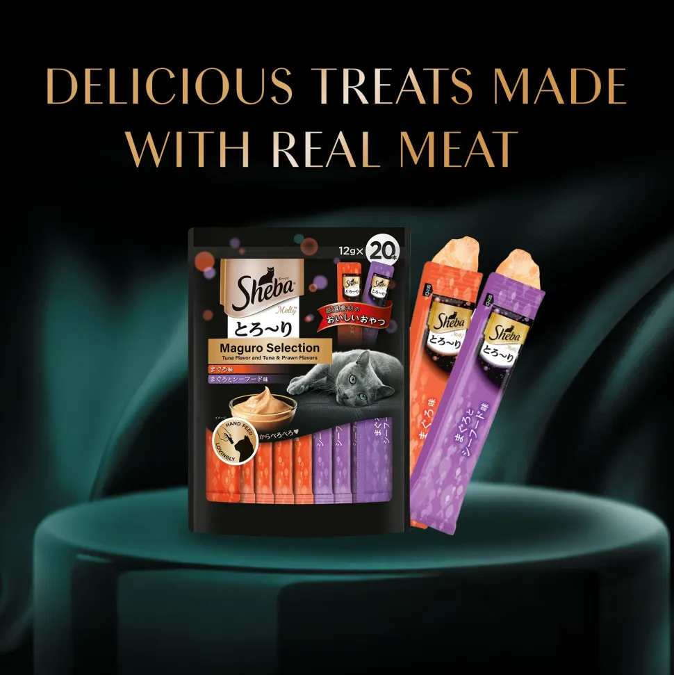 Sheba Melty Maguro Selection Tuna & Tuna & Prawn Flavors Cat Treats - 240 gm (20 x 12gm)