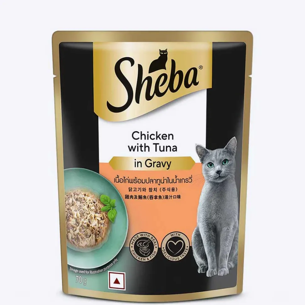 Sheba Rich Premium Chicken With Tuna In Gravy Adult Wet Cat Food - 70 gm Packs
