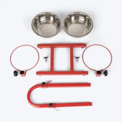 SUPER Premium Range U Shaped Double Diner Stand With Steel Dog Bowl Inserts - Red