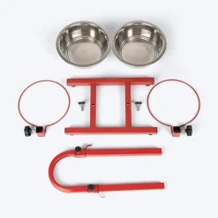SUPER Premium Range U Shaped Double Diner Stand With Steel Dog Bowl Inserts - Red