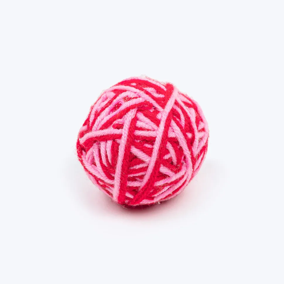 TLC Knotty Rattle Ball Interactive Toy For Cat - Red & Pink
