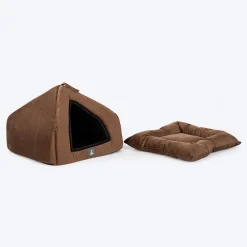 TLC Bedding With Removable Cushion For Cat & Puppy - Brown & Black