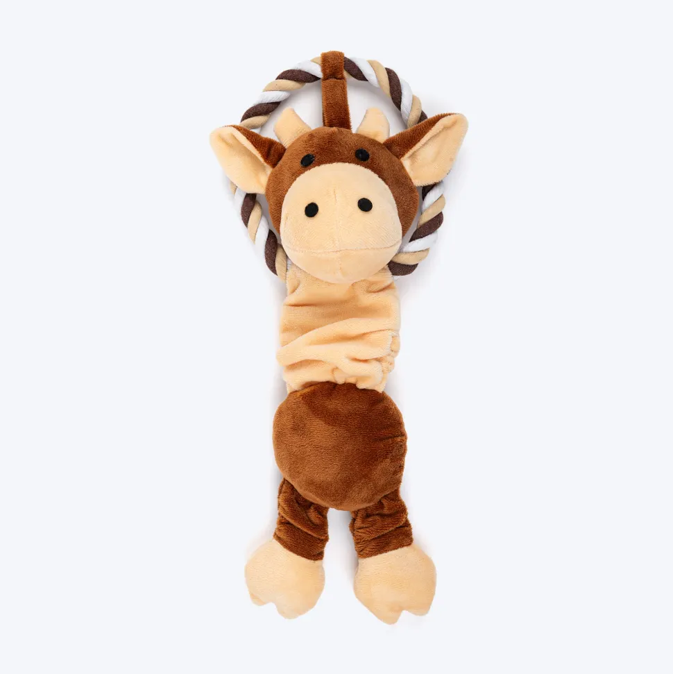 TLC Bungee Cow Squeaky Plush Toy For Dog - Brown