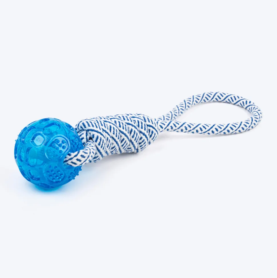 TLC Loop With Ball Rope Toy For Dog - Navy & White