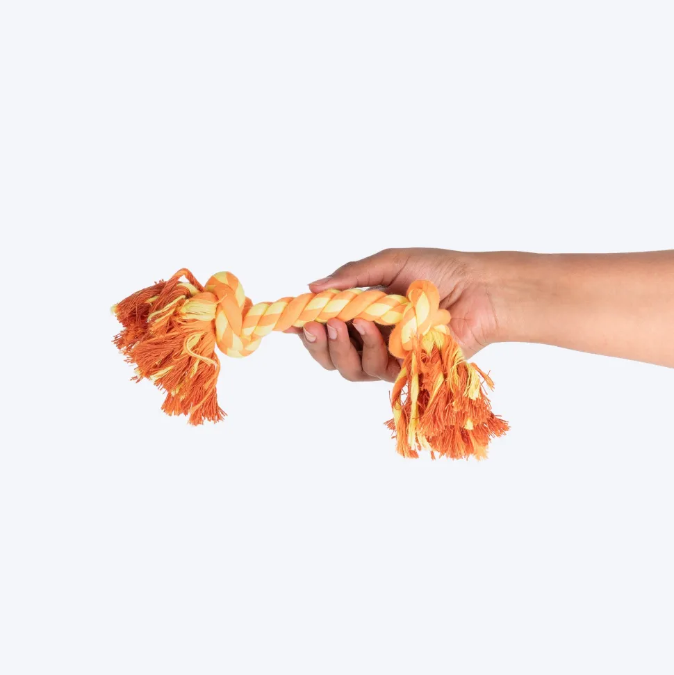 TLC Mighty Tug Rope Toy For Dog - Orange & Yellow