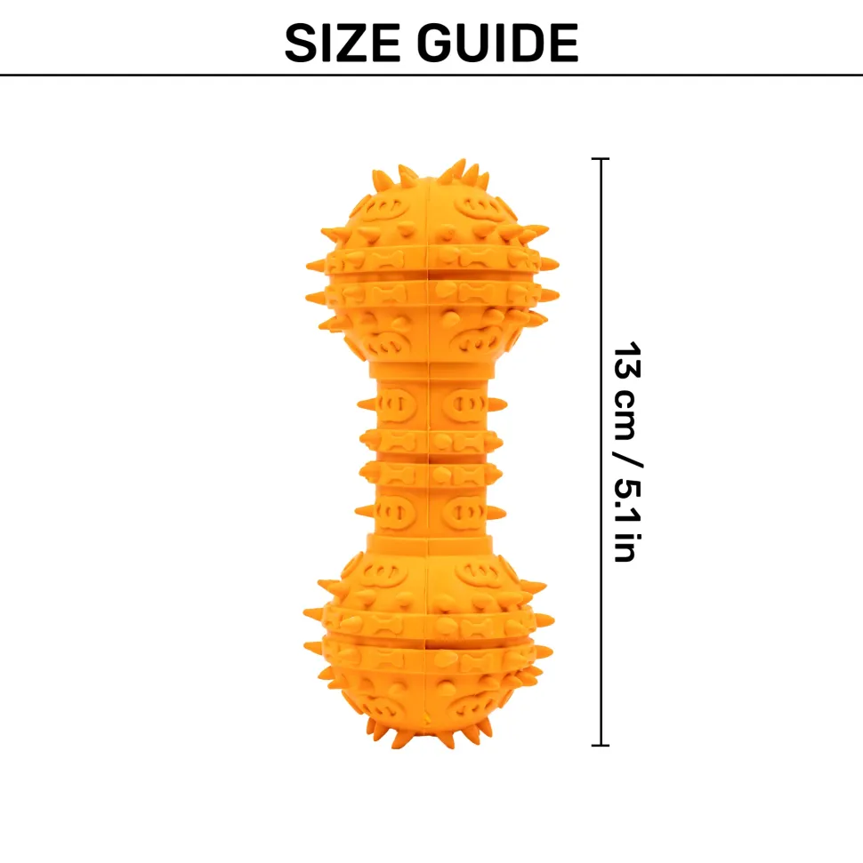 TLC Spiky Dumbbell Squeaky Chew Toy For Dog - Orange