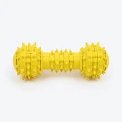 TLC Spiky Dumbbell Squeaky Chew Toy For Dog - Yellow
