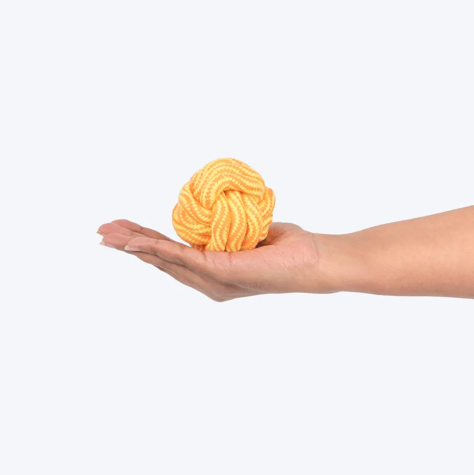 TLC Tug Knot Ball Rope Toy For Dog - Yellow & Orange