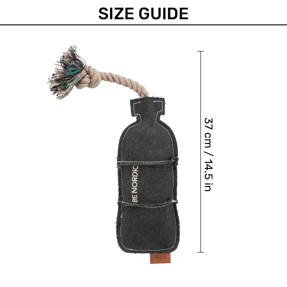 Trixie Be Nordic Bottle on A Rope Dog Toy - Black - 37 cm