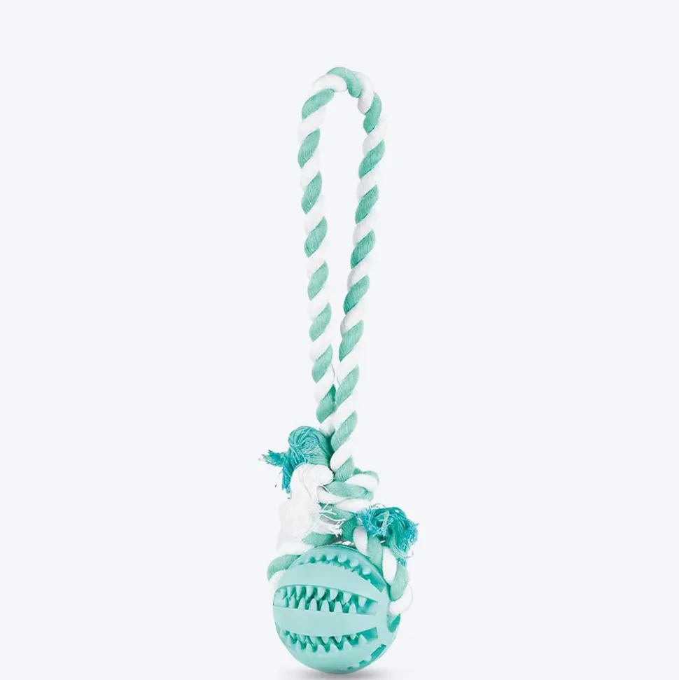 Trixie Dentafun Natural Rubber On A Rope Nat Rub Toy Mintfresh For Dogs - Green - 7 X 24 cm