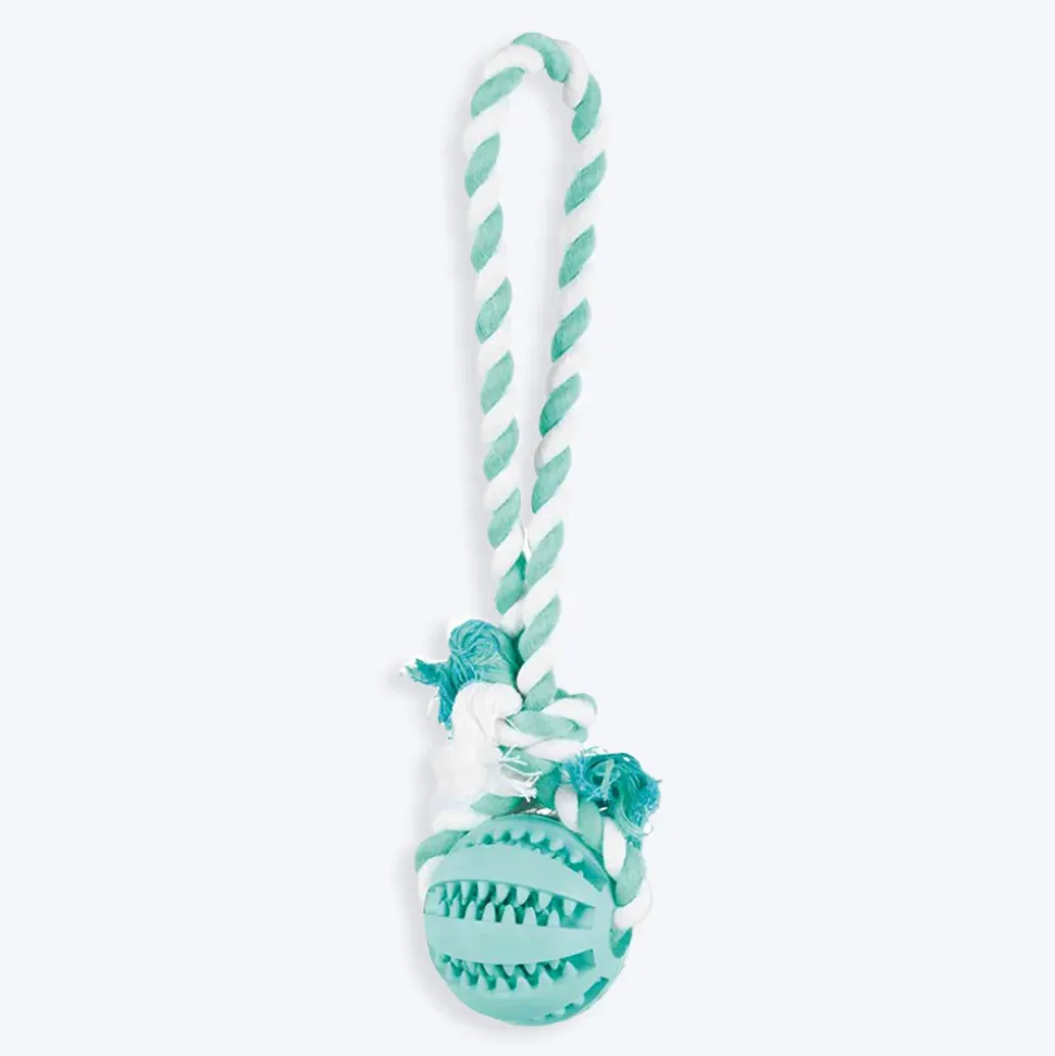 Trixie Dentafun Natural Rubber On A Rope Nat Rub Toy Mintfresh For Dogs - Green - 7 X 24 cm