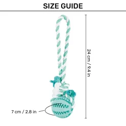 Trixie Dentafun Natural Rubber On A Rope Nat Rub Toy Mintfresh For Dogs - Green - 7 X 24 cm