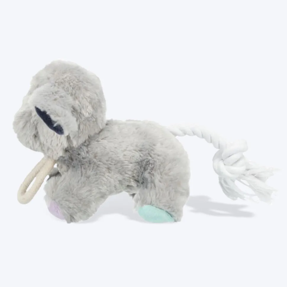 Trixie Junior Dog With Rope & Sound Plush Toy For Dogs - Grey - 24 cm