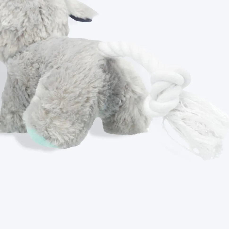 Trixie Junior Dog With Rope & Sound Plush Toy For Dogs - Grey - 24 cm