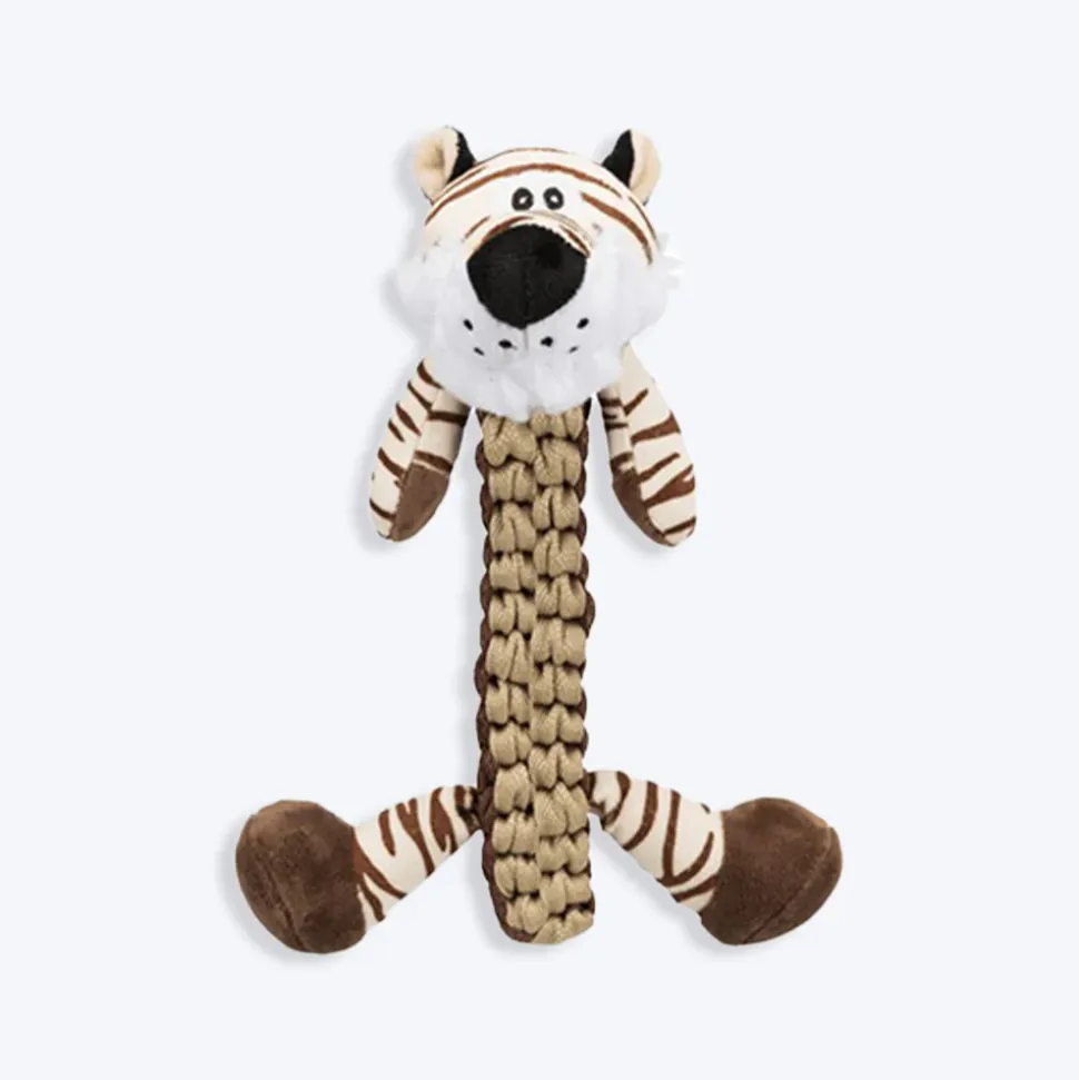 Trixie Tiger Robust & Plaited Body With Sound Plush Dog Toy - Brown - 32 cm
