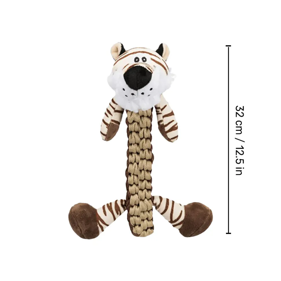 Trixie Tiger Robust & Plaited Body With Sound Plush Dog Toy - Brown - 32 cm
