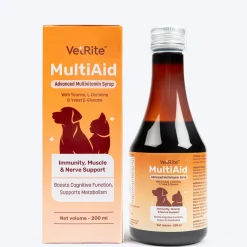 VetRite MultiAid Immunity, Muscle & Nerve Support Advanced Multivitamin Syrup For Dog & Cat - 200 ml