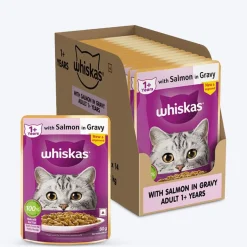 Whiskas Adult (1+ Years) Salmon in Gravy Wet Cat Food - 80 gm Pack