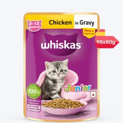 Whiskas Junior Kitten (2-12 Months) Chicken in Gravy Wet Cat Food - 80 gm Pack
