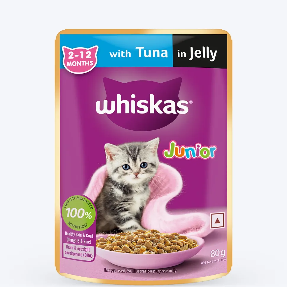 Whiskas Junior Kitten (2-12 Months) Tuna in Jelly Wet Cat Food - 80 gm Pack