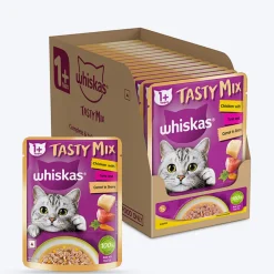 Whiskas Tasty Mix Adult (1+ year) Chicken With Tuna & Carrot in Gravy Wet Cat Food - 70 gm Pack