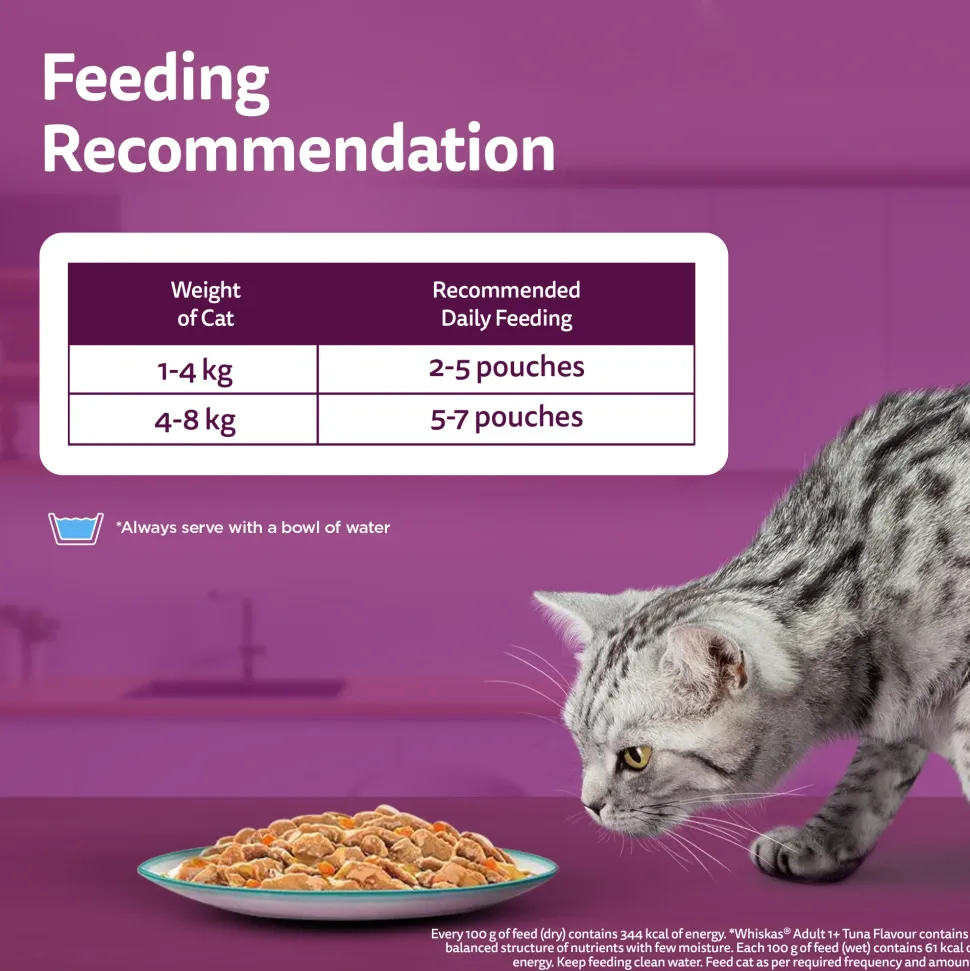 Whiskas Tasty Mix Wet Food Made With Real Fish (Seafood Cocktail & Wakame Seaweed) in Gravy For Adult (1+ year) Cat - 70 gm Pack