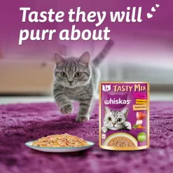 Whiskas Tasty Mix Wet Food Made With Real Fish (Tuna & Kanikama), And Carrot in Gravy For Adult (1+ year) Cat - 70 gm Pack