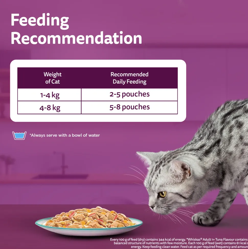 Whiskas Tasty Mix Wet Food Made With Real Fish (Tuna & Kanikama), And Carrot in Gravy For Adult (1+ year) Cat - 70 gm Pack
