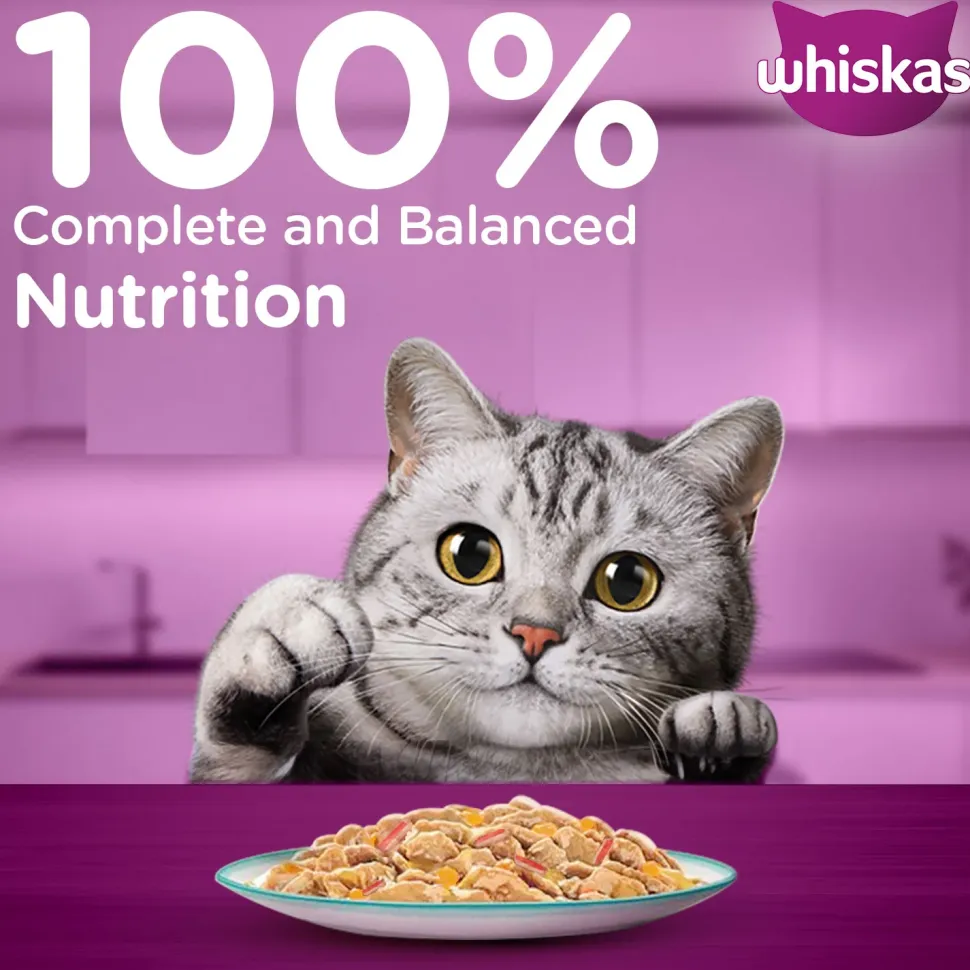 Whiskas Tasty Mix Wet Food Made With Real Fish (Tuna & Kanikama), And Carrot in Gravy For Adult (1+ year) Cat - 70 gm Pack