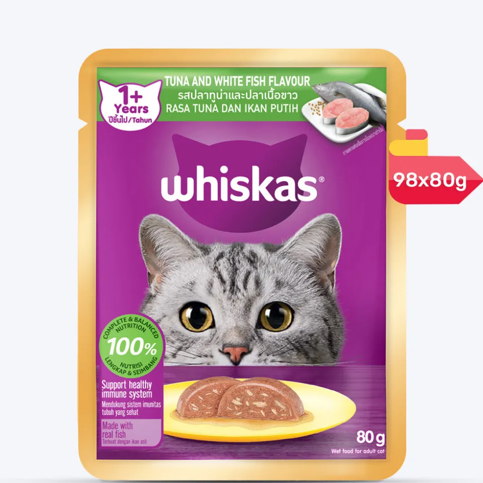 Whiskas Tuna And White Fish Wet Food For Adult Cat - 80 gm
