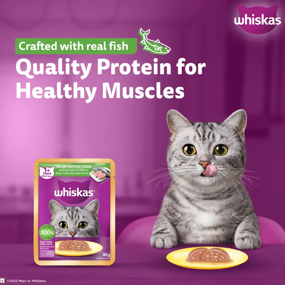 Whiskas Tuna And White Fish Wet Food For Adult Cat - 80 gm