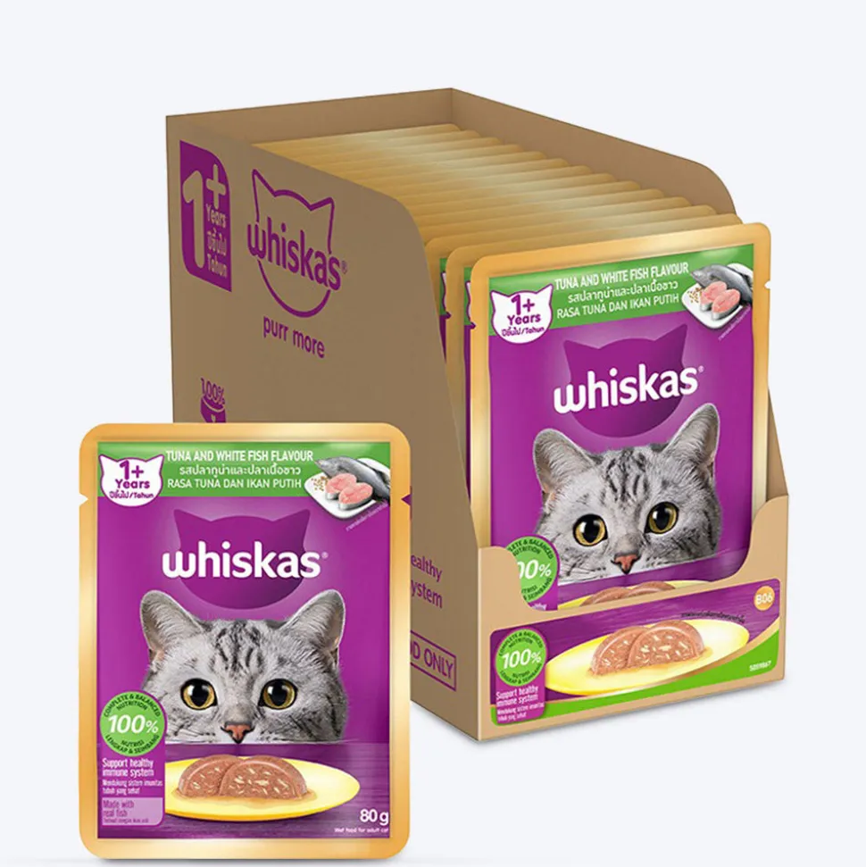 Whiskas Tuna And White Fish Wet Food For Adult Cat - 80 gm