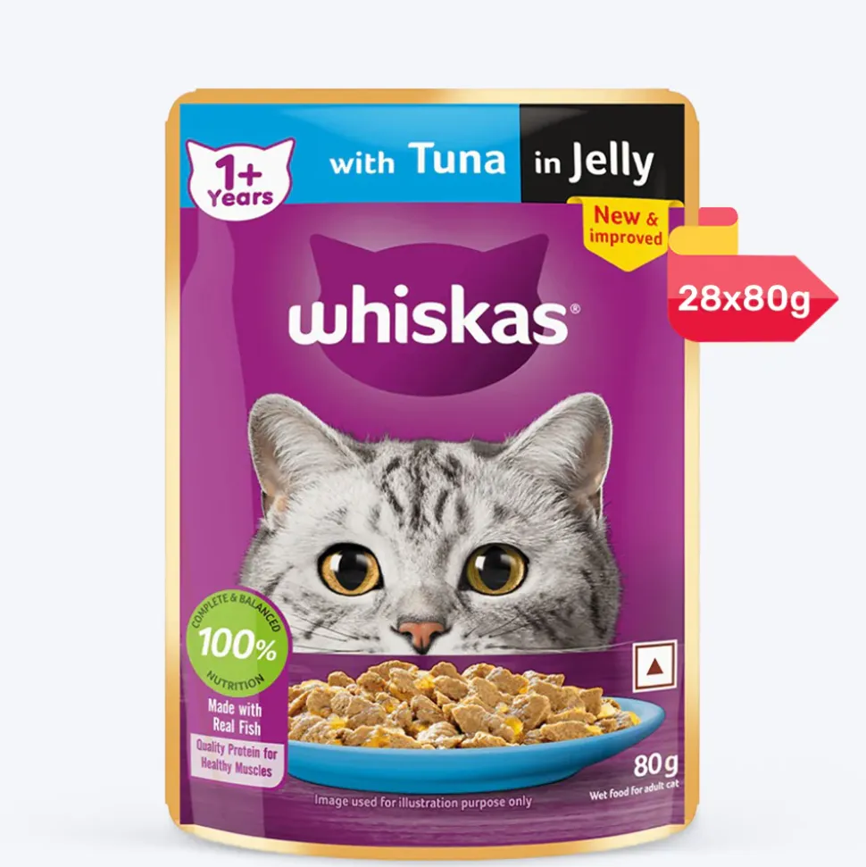 Whiskas Tuna in Jelly (1+ Years) Wet Food For Adult Cat - 80 gm Pack