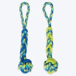 Zeus Fitness Rope & TPR Ball Tug Fetch Dog Toy - Green/Blue