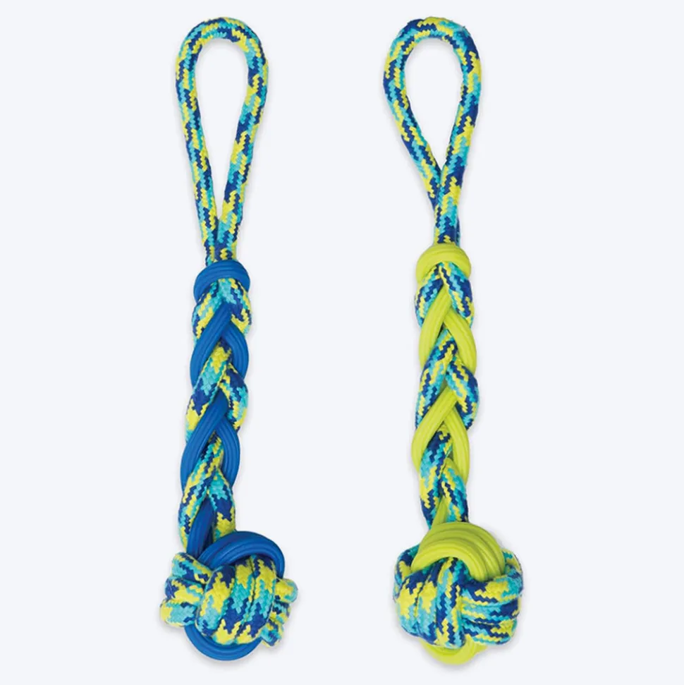 Zeus Fitness Rope & TPR Ball Tug Fetch Dog Toy - Green/Blue