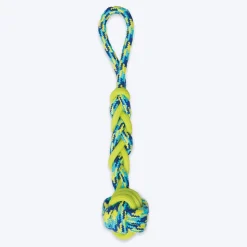 Zeus Fitness Rope & TPR Ball Tug Fetch Dog Toy - Green/Blue