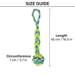 Zeus Fitness Rope & TPR Ball Tug Fetch Dog Toy - Green/Blue