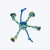 Zeus Fitness Rope & TPR Spider Ball Fetch Dog Toy - Green/Blue