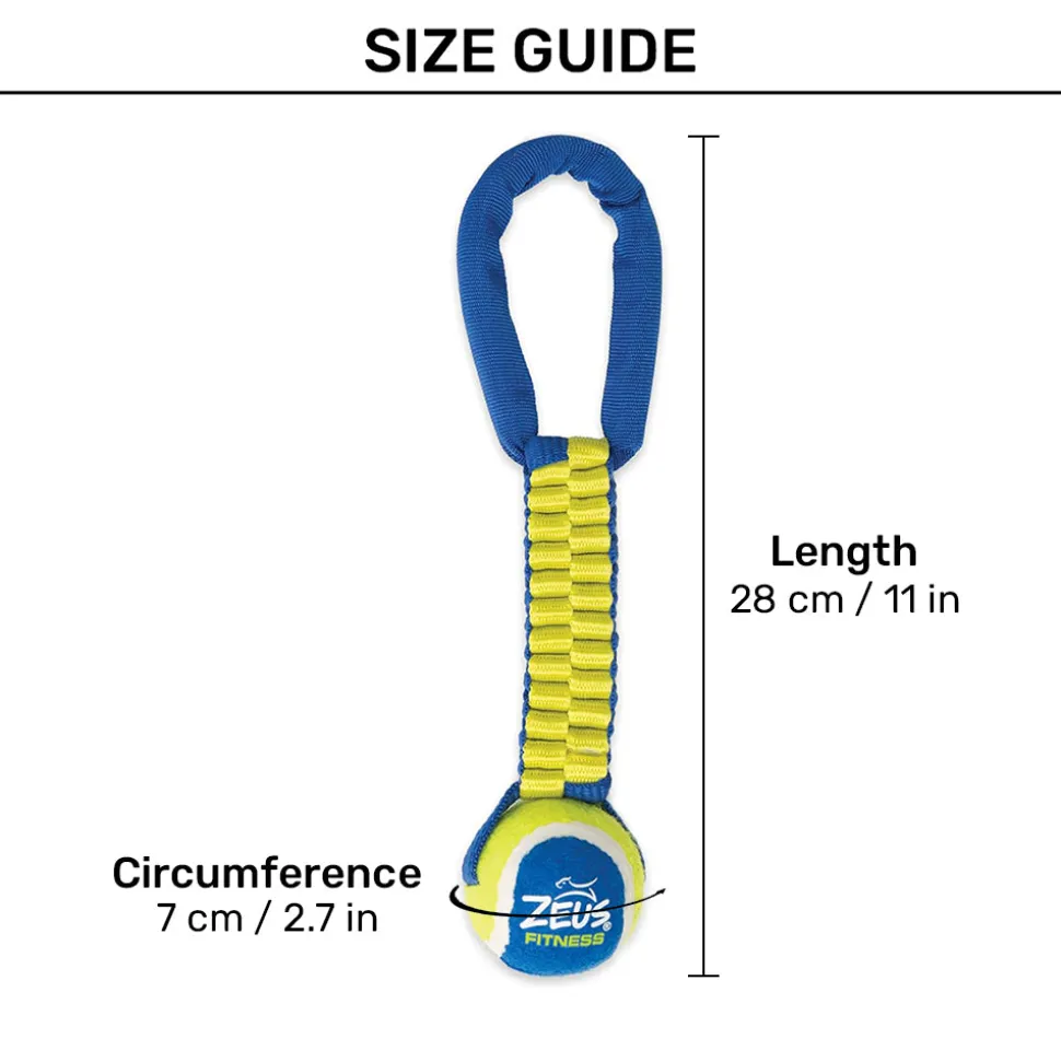 Zeus Fitness Tennis Ball Nylon Twist Tug Fetch Dog Toy - Green & Blue