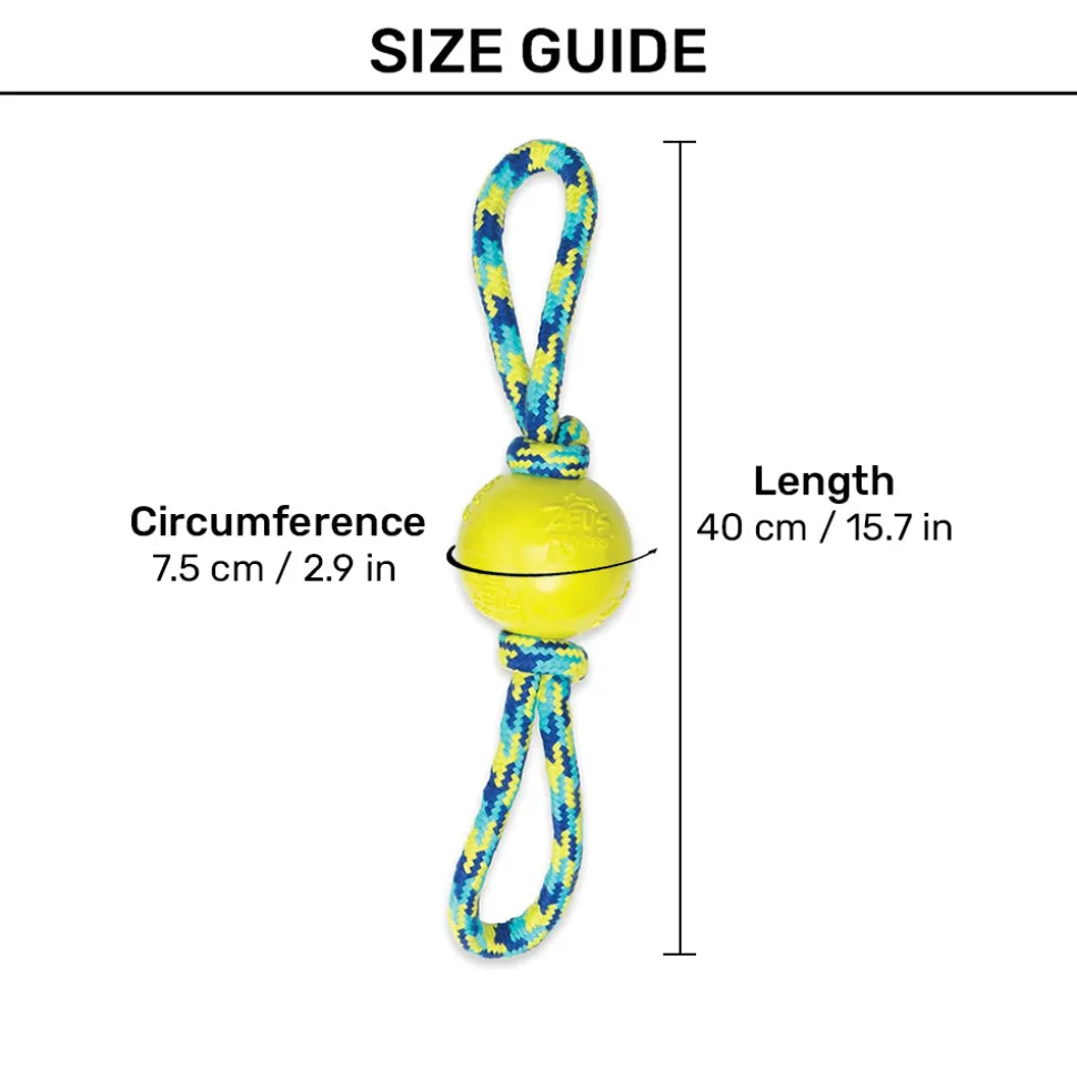Zeus Fitness TPR & Rope Ball Tug With 2 Hand Loops Fetch Dog Toy - Green/Blue