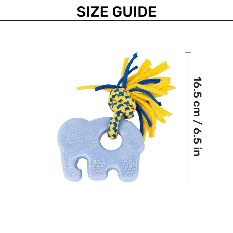 Zippy Paws Elliot The Elephant ZippyTuff Teether Chew Toy For Dog - Blue